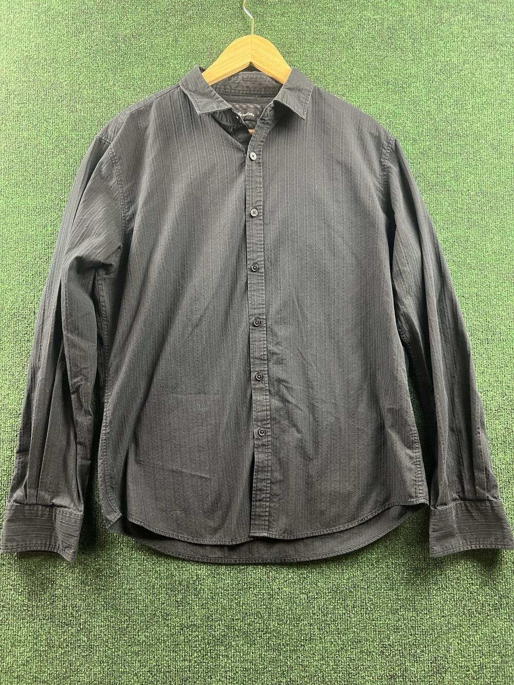 Polo Men's Black Solid Dress Shirt L 32/33 Button Front